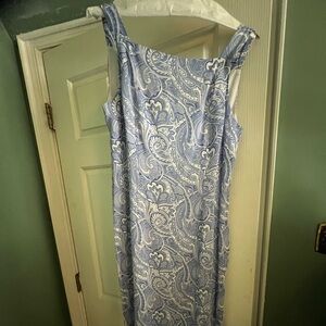 Elegant Blue Paisley Dress